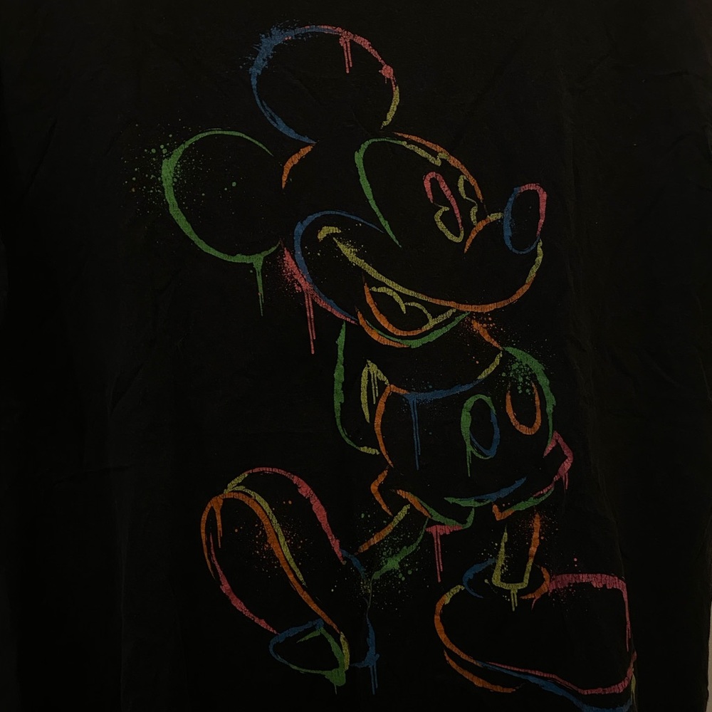 Medium Black T-Shirt with Colorful Mickey Mouse Design